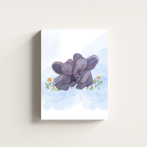 Anne Çocuk Sevimli Filler Çocuk Odası Kanvas Tablo