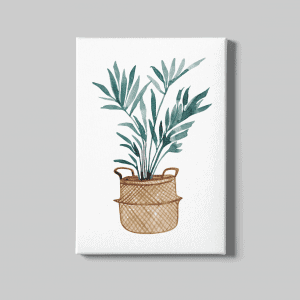 Saksıda Dekoratif Yapraklar Kanvas Tablo