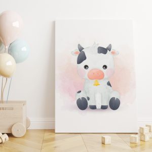 Sevimli Minik İnek Çocuk Odası Kanvas Tablo