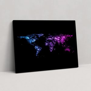 Mavi Mor Parlayan Dünya Kanvas Tablo