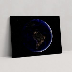 Güney Amerika Kıtası Gece Işıkları Kanvas Tablo