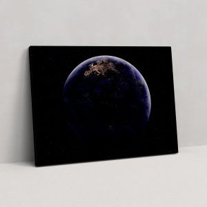 Avrupa Kıtası Gece Işıkları Kanvas Tablo