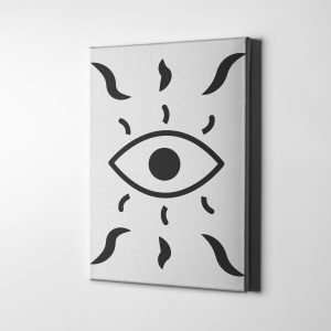 Siyah Beyaz Minimalist Göz Çizim Kanvas Tablo