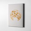 Geometrik Desenli Minimalist Gold Ay Kanvas Tablo