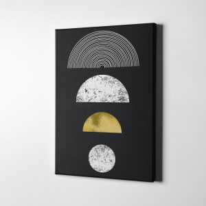 Gold ve Beyaz Geometrik Minimalist Kanvas Tablo