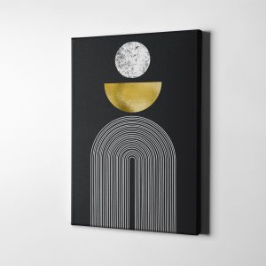 Beyaz ve Gold Geometrik Minimalist Kanvas Tablo