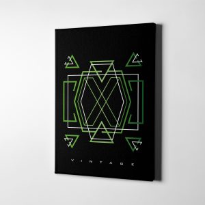 Beyaz ve Yeşil Soyut Geometrik Minimalist Kanvas Tablo