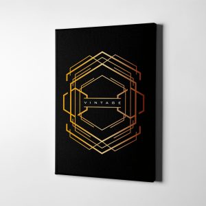 Soyut Geometrik Minimalist Gold Vintage Yazılı Kanvas Tablo