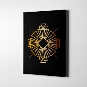 Soyut Geometrik Minimalist Gold Beşgen Kanvas Tablo