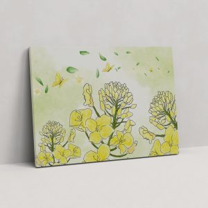 Yeni Modern Minimalist Çizim Sarı Çiçekler ve Yapraklar Kanvas Tablo