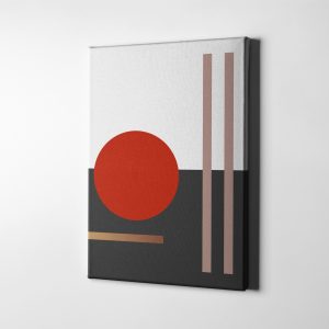 Minimalist Kızıl Güneş Vektör Çizimler Kanvas Tablo