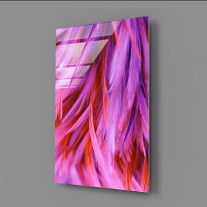 Pembe Tüyler Soyut Sanat Cam Tablo
