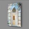 Ayet ve Vitray Cam Desenli Camii İç Görüntüsü Cam Tablo