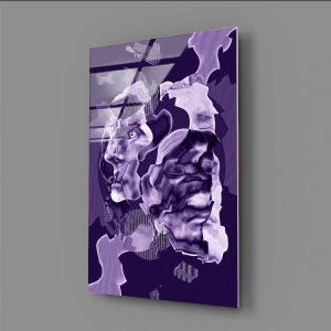 Karışık Asimetrik İnsan Yüzü Soyut Sanat Cam Tablo