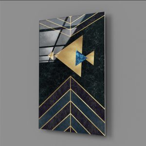 Geometri Üçgen Detaylı Cam Tablo