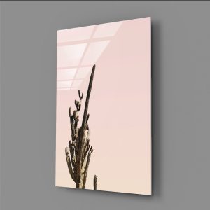 Çöl Kaktüsü Minimal Cam Tablo