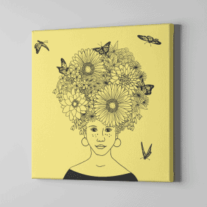 Çiçek Saçlı Kız ve Kelebeklerin Dansı Kanvas Tablo