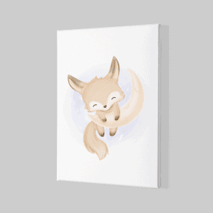 Aya Sarılmış Huzurlu Bebek Tilki Çocuk Odası Kanvas Tablo