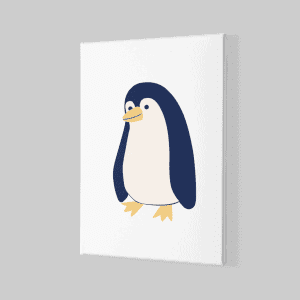 Beyaz Zemin Üstünde Mutlu Penguen Çocuk Odası Kanvas Tablo