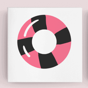 Pembe Siyah Yüzme Simidi Çocuk Odası Kanvas Tablo