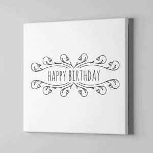 Süslemeli Happy Birth Day Yazılı Kanvas Tablo