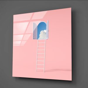 Pembe Rüyaların Kapısı Cam Tablo