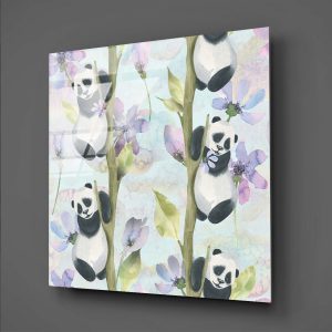 Ağaçta Panda Çocuk Odası Cam Tablo