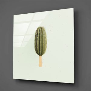 Çubuklu Kaktüs Dondurma Minimalist Cam Tablo