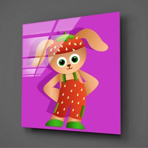 Çilek Kız Kedicik Çocuk Odası Cam Tablo