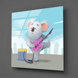 Gitar Çalan Koala Çocuk Odası Cam Tablo