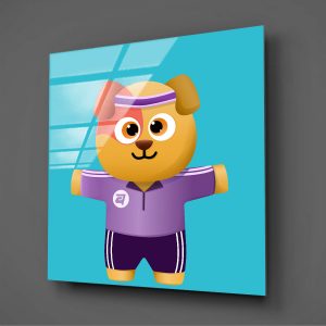 Sporcu Köpek Çocuk Odası Cam Tablo