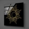Gold Temalı Sekiz Işınlı Güneş Sembolü Modern Cam Tablo