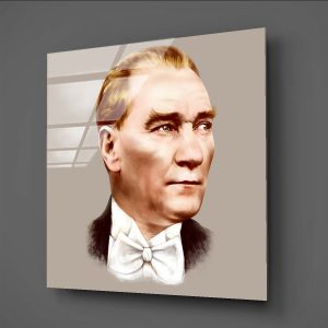 Papyonlu Atatürk Portresi Cam Tablo