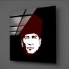 Kırmızı Kalpaklı Atatürk Portre Çizimi Cam Tablo
