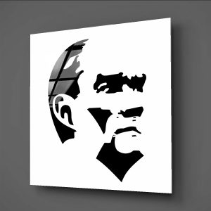 Atatürk Portre Çizimi Siyah Beyaz Cam Tablo