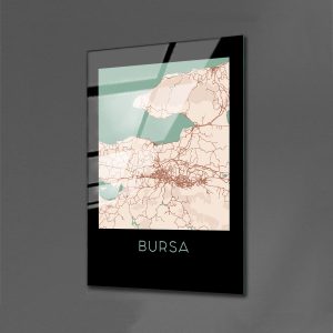 Bursa Haritası Cam Tablo