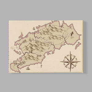 Vintage Harita ve Pusula Kanvas Tablo