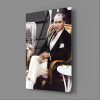 Atatürk Sandalyede Türk Kahvesi İçerken Renkli Cam tablo