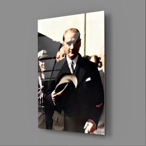 Atatürkün Ankara Garında Karşılanışı Renkli Cam Tablo