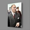 Kırmızı Kravatlı Atatürk Renkli Portre Cam Tablo
