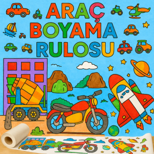 Haydi Dekor Araçları Tanıyorum ve Boyuyorum Boyama Rulosu – 30X500 cm | Eğitici Dev Rulo Boyama Kağıdı