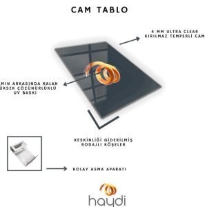 Flamingo ve Gökyüzü Cam Tablo