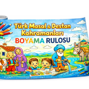 Haydi Dekor 🎨 Türk Masal & Destan Kahramanları Boyama Rulosu – 4 Metre Uzunlukta Dev Boyama Kağıdı