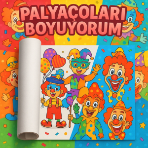 Haydi Dekor 🎪✨ Palyaçoları Boyuyorum – Çocuklar İçin 5 Metrelik Renkli Boyama Rulosu | Eğlenceli Palyaço Teması, İnce Detaylı