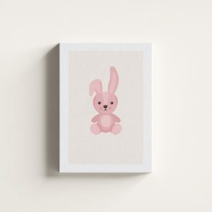 Sevimli Pembe Tavşan Çocuk Odası Kanvas Tablo
