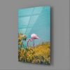 Su İçen Flamingo Cam Tablo